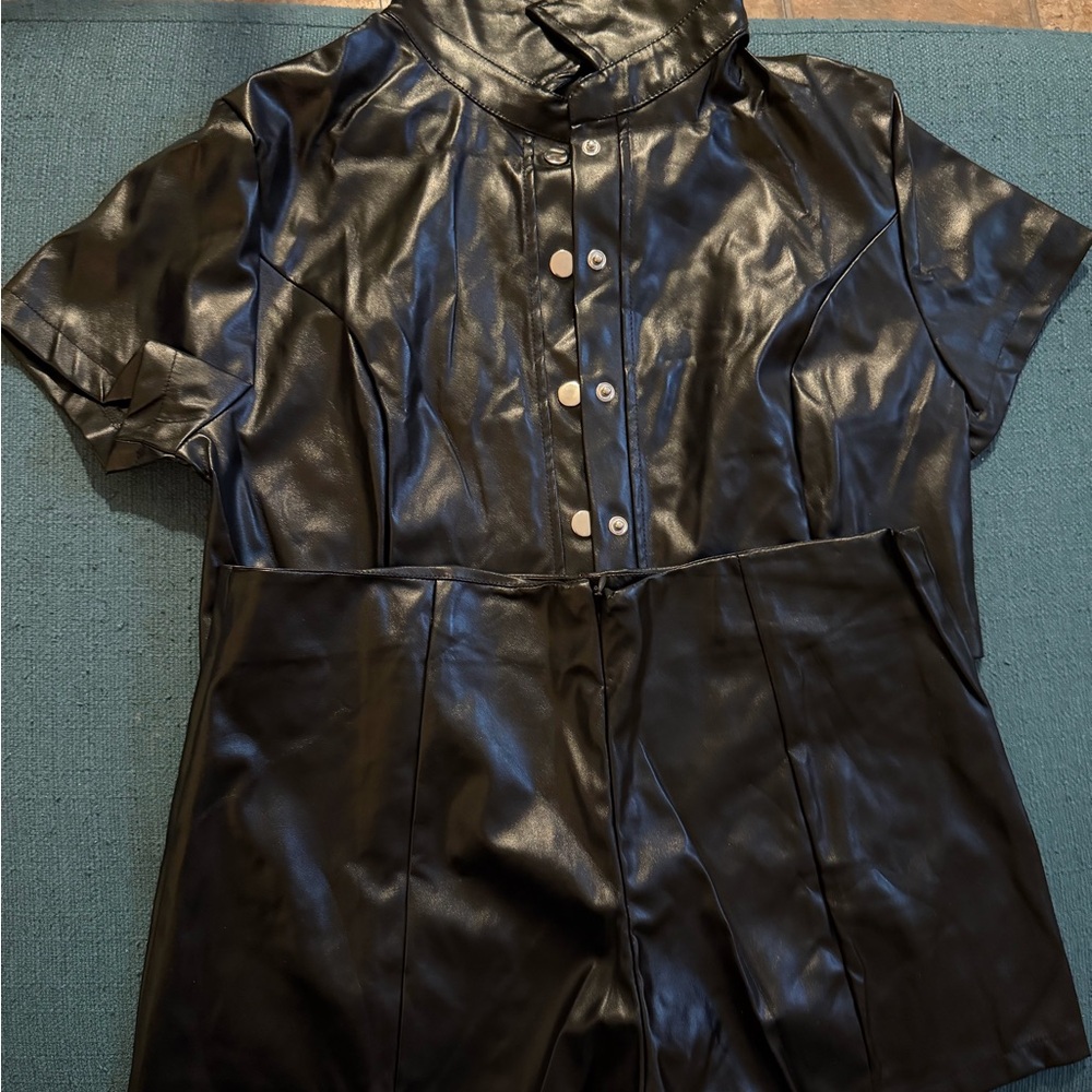 Black Faux Leather Women's Jacket